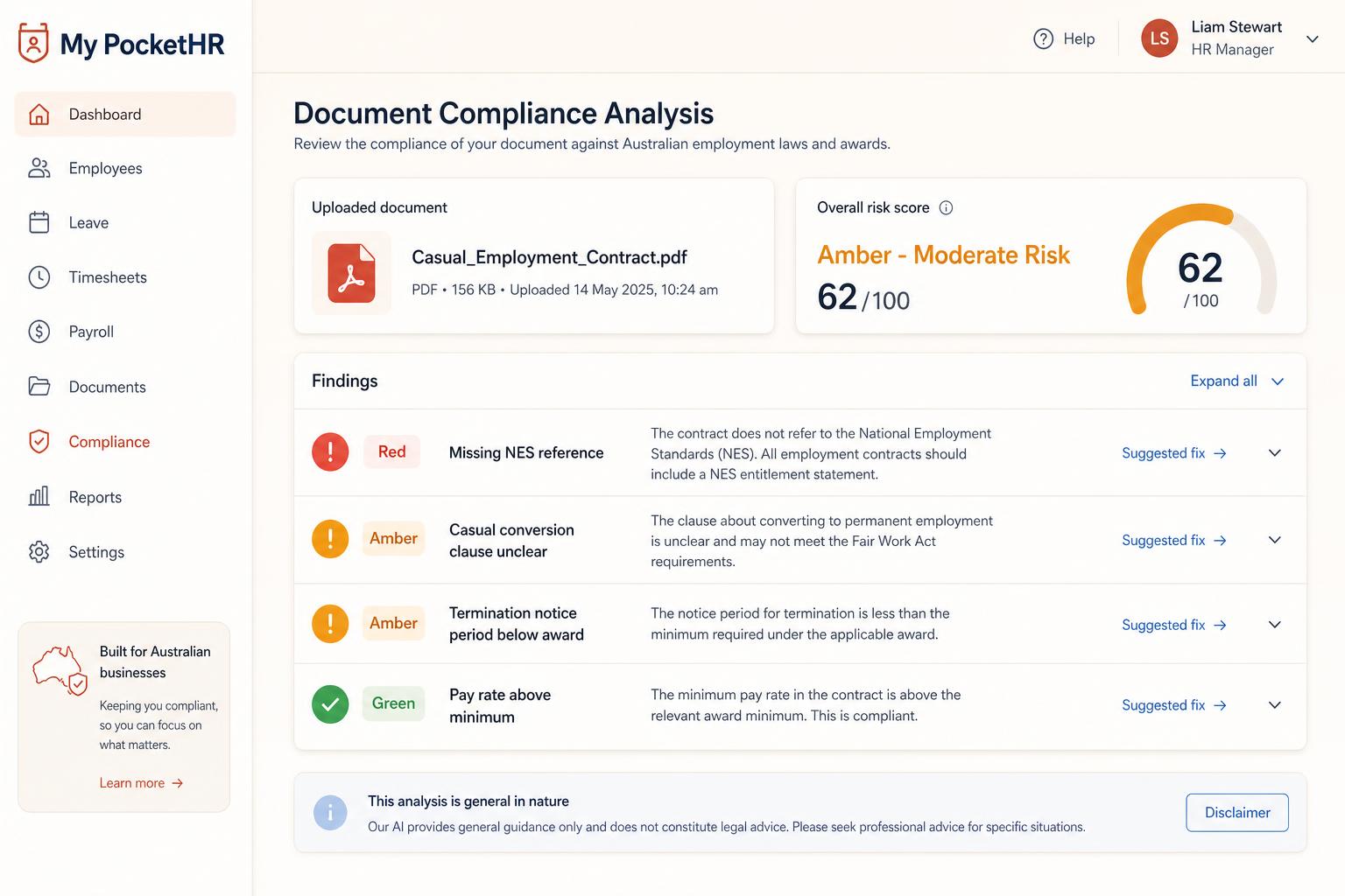 Document compliance reports